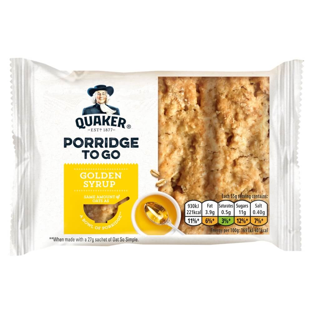 Quaker Porridge To Go Golden Syrup Breakfast Bar 55g
