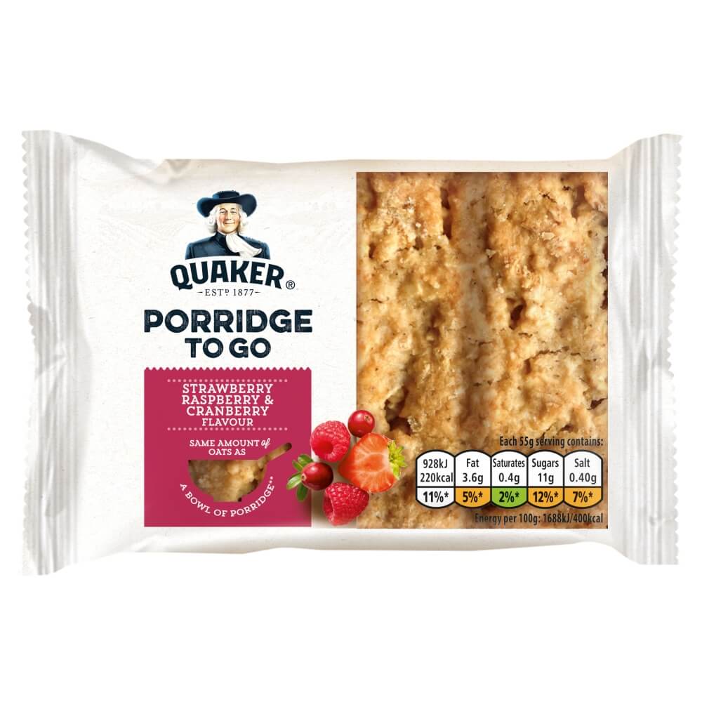 Quaker Porridge To Go Mixed Berries Breakfast Bar 55g