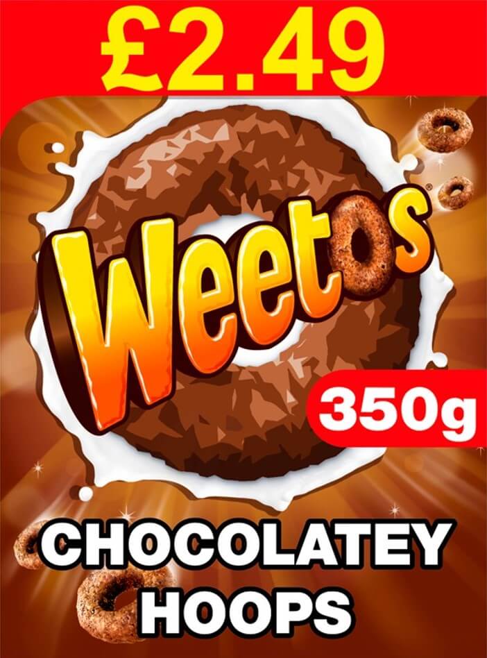 Weetos Chocolatey Hoops 350g PMP £2.49